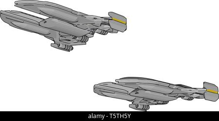 Illustrazione Vettoriale su sfondo bianco di bianco due incrociatori galaxy Illustrazione Vettoriale