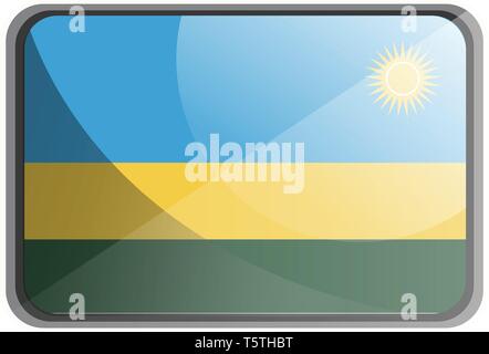 Illustrazione Vettoriale del Ruanda bandiera su sfondo bianco. Illustrazione Vettoriale