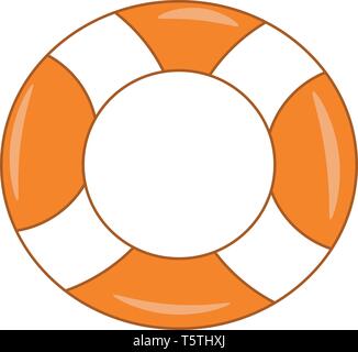 Un arancio e bianco salvagente vettore di disegno a colori o illustrazione Illustrazione Vettoriale