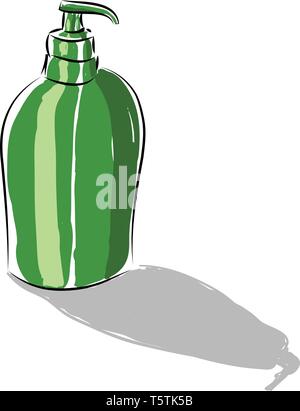 Una mano dispensatore di sapone o vettore di Illustrazione a colori Illustrazione Vettoriale