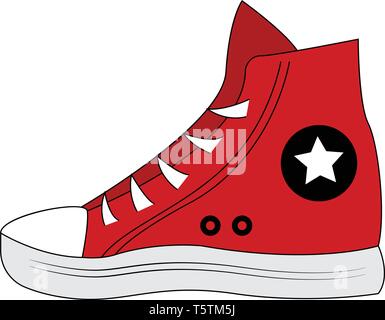 Red sneaker illustrazione vettoriale su sfondo bianco Illustrazione Vettoriale