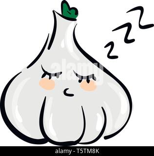 Cartoon di un sonno aglio illustrazione vettoriale su sfondo bianco Illustrazione Vettoriale