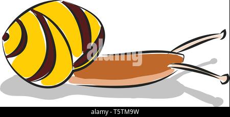 Semplice cartoon di un giallo e marrone lumaca illustrazione vettoriale su sfondo bianco Illustrazione Vettoriale