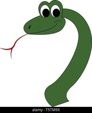 Carino sorridente green snake illustrazione vettoriale su sfondo bianco Illustrazione Vettoriale
