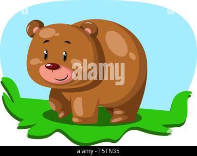 Un panda in bianco e nero con orecchie rosa, azzurro sfondo, vettore, il colore di disegno o illustrazione. Illustrazione Vettoriale