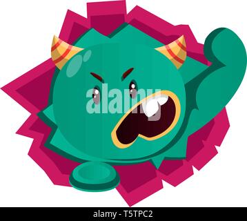 Arrabbiato mostro verde illustrazione vettoriale Illustrazione Vettoriale
