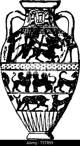 Anfora sono vasi con collo stretto e due maniglie utilizzate dagli antichi greci per il trasporto di olio o di vino discendente da almeno come presto come il Neolit Illustrazione Vettoriale