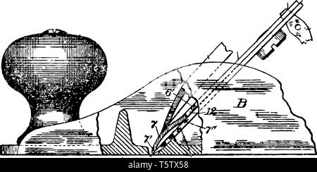 Questa immagine rappresenta il piano utensile che viene utilizzato per produrre orizzontale linea vintage disegno incisione o illustrazione. Illustrazione Vettoriale