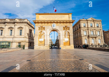 Arco Trionfale o arco di trionfo nella città di Montpellier in Francia Foto Stock