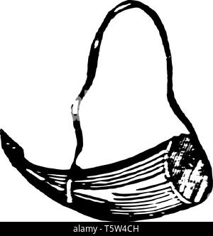 Avvisatore acustico di polvere è un pallone o avvisatore acustico in cui la polvere da sparo è portato dagli sportivi, vintage disegno della linea di incisione o illustrazione. Illustrazione Vettoriale