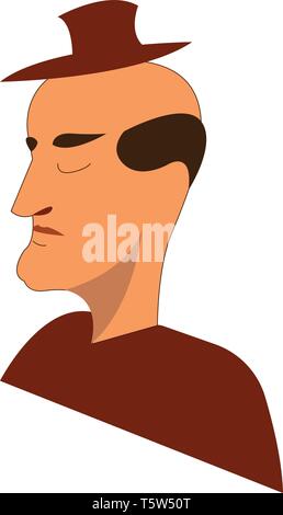 Faccina triste uomo calvo indossando hat o vettore di Illustrazione a colori Illustrazione Vettoriale