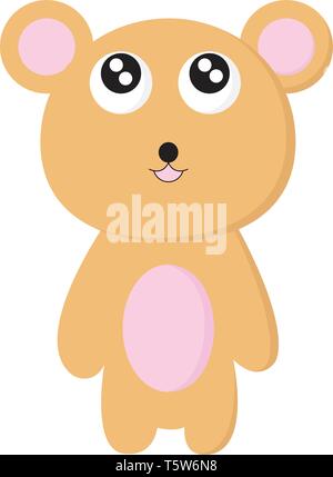 Un orso bianco con una foglia accanto, il vettore, il colore di disegno o illustrazione. Illustrazione Vettoriale