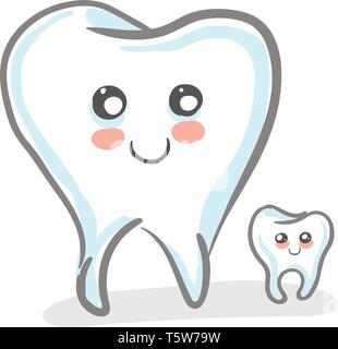 Due denti con una faccina sorridente posto accanto a ogni altro vettore il colore di disegno o illustrazione Illustrazione Vettoriale