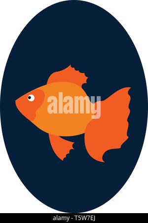 Un piccolo pesciolino arancione a nuotare in una terrina di pesce del vettore di disegno a colori o illustrazione Illustrazione Vettoriale