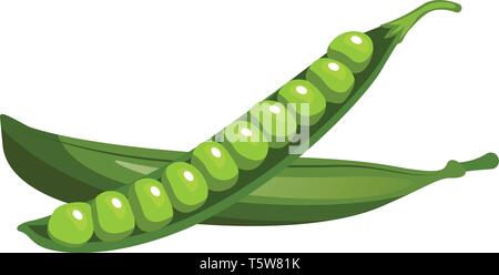 Cartoon di piselli verdi illustrazione vettoriale su sfondo bianco. Illustrazione Vettoriale