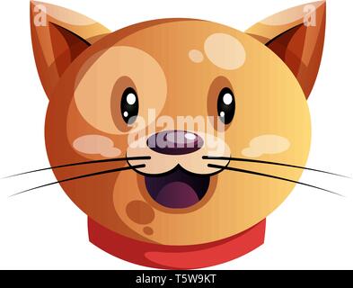 Sorridente cartoon orange cat illustartion vettore su sfondo bianco Illustrazione Vettoriale