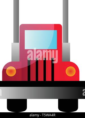 Illustrazione vettoriale di una vista frontale di un grosso camion rosso su sfondo bianco Illustrazione Vettoriale