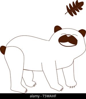 Un orso bianco con una foglia accanto al vettore il colore di disegno o illustrazione. Illustrazione Vettoriale