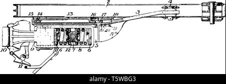Questa immagine rappresenta il progetto di Ingranaggio linea vintage disegno incisione o illustrazione. Illustrazione Vettoriale