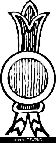 Ornamento assira è un motivo di melograno vintage disegno della linea di incisione o illustrazione. Illustrazione Vettoriale