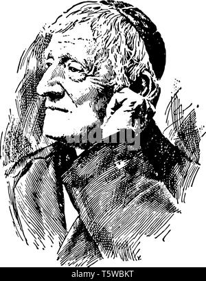 Il Cardinale John Henry Newman 1801 al 1890 fu un sacerdote anglicano poeta e teologo e cardinale cattolico vintage disegno della linea o incisione illustra Illustrazione Vettoriale