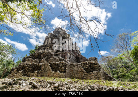 La città maya di Muyil, situato in Quintana Roo, Messico Foto Stock