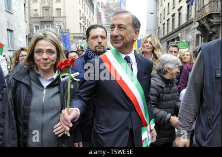 Milano, 25 aprile 2019, anniversario della liberazione dal nazifascismo. Sindaco Beppe Sala Foto Stock