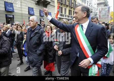 Milano, 25 aprile 2019, anniversario della liberazione dal nazifascismo. Sindaco Beppe Sala Foto Stock