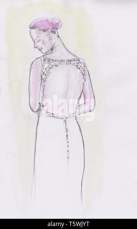 Sposa disegnati a mano ILLUSTRAZIONE DI MODA Foto Stock