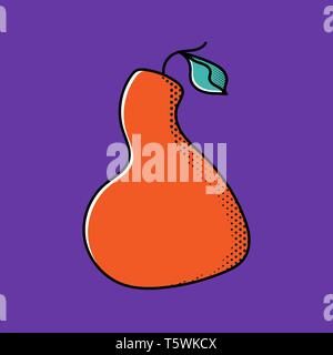 Vettore di pera. Cartoon pera isolato illustrazione vettoriale per la marmellata, succo package, menu, etichetta, pubblicità, vendita. Abstract pera poster per vivaio, stampa Illustrazione Vettoriale