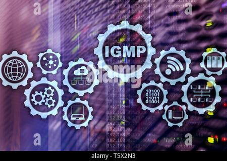 IGMP. Internet Group Management Protocol concetto. La tecnologia delle comunicazioni. Foto Stock