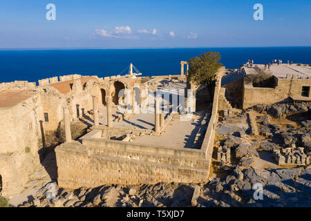 La Grecia, Rodi, Acropoli di Lindos Foto Stock