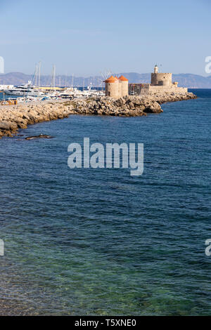 La Grecia, Rodi, Porto Vecchio Foto Stock