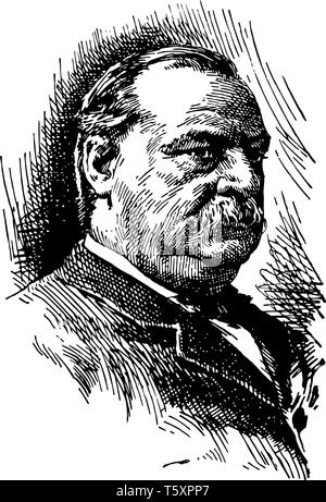 Grover Cleveland 1837 al 1908 egli è stato un uomo politico americano e avvocato ventiduesimo e ventiquattresimo presidente degli Stati Uniti il governatore di New York linea vintage Illustrazione Vettoriale