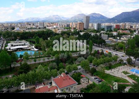 Vista su Tirana Albanias Città Capitale dell'Albania Foto Stock