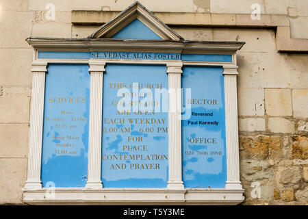 St Vedast Alias Chiesa Foster, Foster Lane, Londra Foto Stock