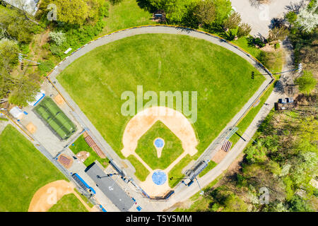 Vista dall'alto di un campo di baseball Foto Stock