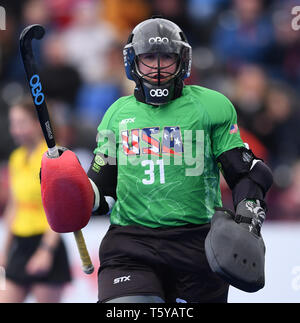 Londra, Regno Unito. Il 27 aprile 2019, Lee Valley Hockey e il Centro Tennis di Londra, Inghilterra; onorevoli FIH Pro Hockey League, Gran Bretagna v USA; Kelsey Bing NEGLI STATI UNITI D' AMERICA Foto Stock