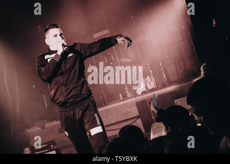 Danimarca Copenhagen - Aprile 26, 2019. Il rapper tedesco e paroliere Gzuz esegue un concerto dal vivo a Pumpehuset in Copenhagen. (Photo credit: Gonzales foto - Flemming Bo Jensen). Foto Stock