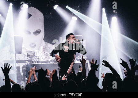 Danimarca Copenhagen - Aprile 26, 2019. Il rapper tedesco e paroliere Gzuz esegue un concerto dal vivo a Pumpehuset in Copenhagen. (Photo credit: Gonzales foto - Flemming Bo Jensen). Foto Stock