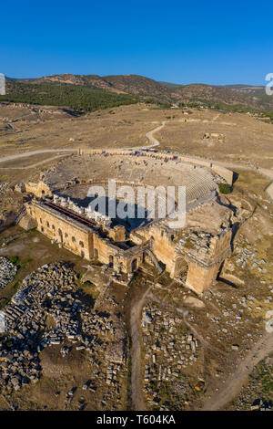 Turchia, Denizli Provincia, Pamukkale, Hierapolis Pamukkale Sito Archeologico (Sito UNESCO), Ierapoli Theatre Foto Stock