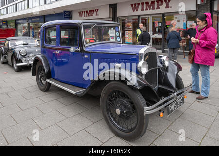 Blue 1932 Austin sette auto d'epoca in un classico autoveicolo mostra nel Regno Unito Foto Stock