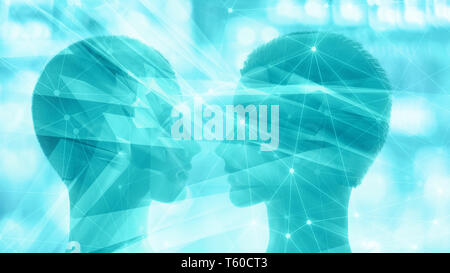 Ai powered tecnologie. I sistemi di computer con un aspetto umano Foto Stock