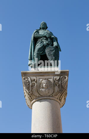 Il re Birger Jarl (1210-1266), fondatore di Stoccolma, statua da Bengt Erland Fogelberg (1786-1854) fu eretto nel 1854 a Riddarholmen a Stoccolma, Foto Stock