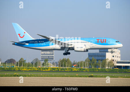 Amsterdam/Netherland Mai 26, 2019: Tui Boeing 787 Ultimo volo all'Aeroporto di Amsterdam. Foto Stock