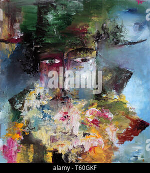 L'uomo nella top hat. Pittura a olio, disegnato a mano. Foto Stock