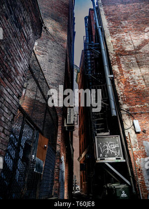 Vicolo buio a Boston, Massachusetts, Stati Uniti, Distretto finanziario Foto Stock