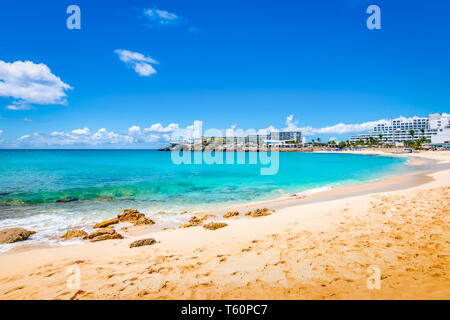 Maho Bay Beach, St Maarten Foto Stock