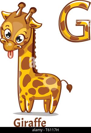 Alfabeto di vettore lettera G. Giraffe Illustrazione Vettoriale