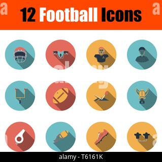 Football Icona Set. Design piatto con lunga ombra. Illustrazione Vettoriale. Illustrazione Vettoriale